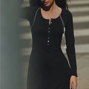 Anthropologie Black Long Sleeve Dress